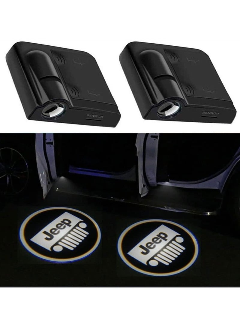 general 2 PCS Compatible with Jeep Car Door Lights Logo Projector Universal Wireless Car Door Led Projector Lights, Upgraded Car Door Welcome Logo Projector Lights for All Car Models - Image 1