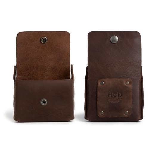 Hide & Drink, Thick Leather Riveted Horizontal Waist Wallet, Holds Up to 12 Cards Plus Folded Bills Coin Holder Organizer, Handmade, Bourbon Brown - Image 1
