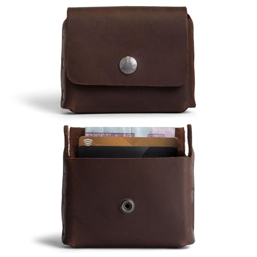 Hide & Drink, Thick Leather Riveted Horizontal Waist Wallet, Holds Up to 12 Cards Plus Folded Bills Coin Holder Organizer, Handmade, Bourbon Brown - Image 2
