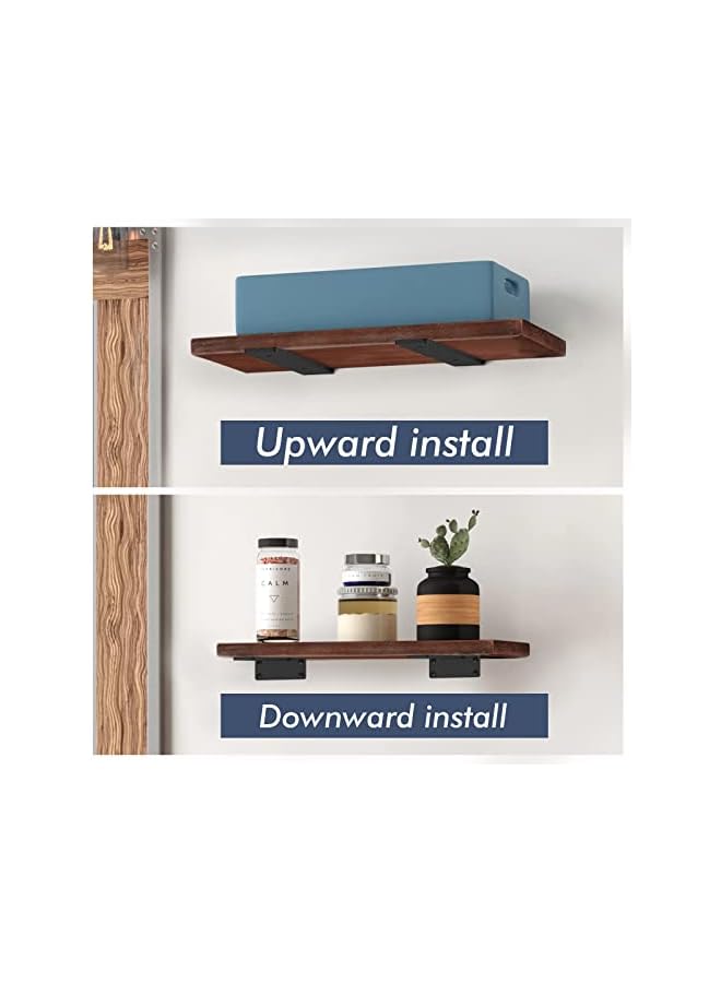 The Bros The Bros 6 Pack Floating Shelf Brackets, 6 Inch Heavy Duty Industrial Shelf Bracket, Black Metal L Brackets for Shelves Support DIY(1/5 Inch Thicked)  - Image 3