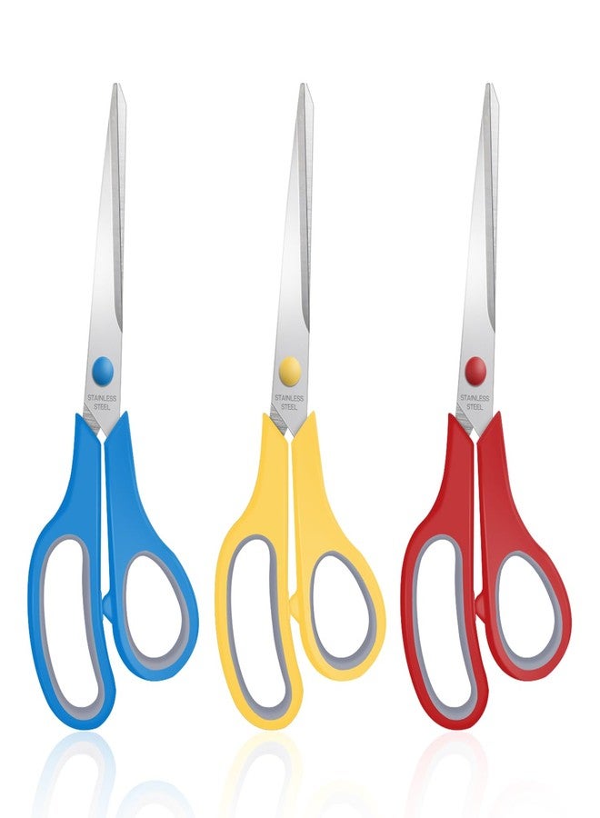 Xnluothsk 3 Packs 8" Sewing Craft Scissors Bulk,Multipurpose Heavy Duty Sharp Paper Scissors,All Purpose Stainless Steel Scissors for Home Office Student Teacher Supplies - Image 1