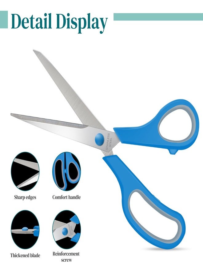 Xnluothsk 3 Packs 8" Sewing Craft Scissors Bulk,Multipurpose Heavy Duty Sharp Paper Scissors,All Purpose Stainless Steel Scissors for Home Office Student Teacher Supplies - Image 3