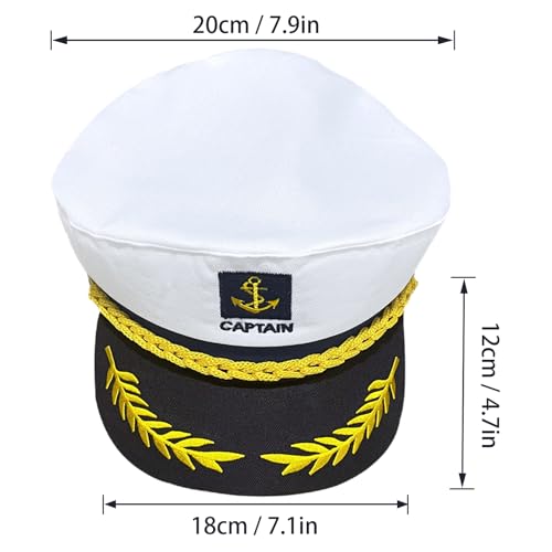 PEWHAUL 2pcs Captain hat, admiral sailor caps, Captain Yacht Hat for men women navy captain costumes accessory - Image 4