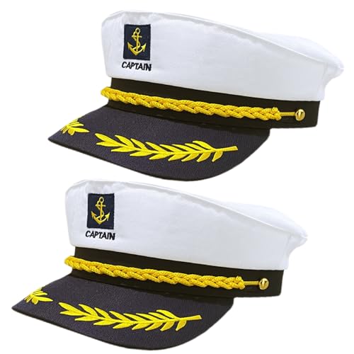 PEWHAUL 2pcs Captain hat, admiral sailor caps, Captain Yacht Hat for men women navy captain costumes accessory - Image 1