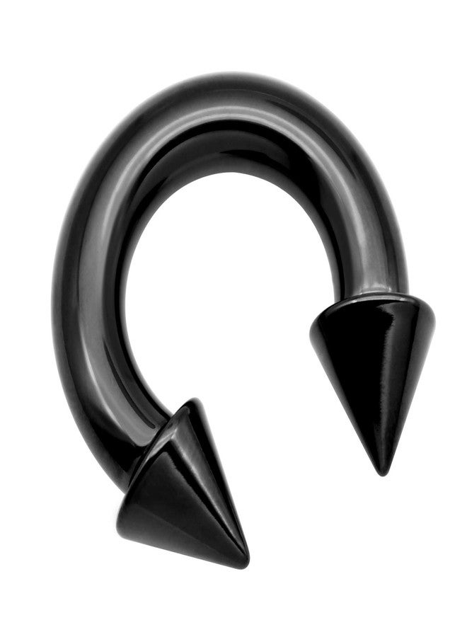 VCMART Internally Threaded Black Spike Circular Barbells Horseshoe 4G 12mm 316L Surgical Steel Pierced Body Jewelry Sold Individually - Image 1