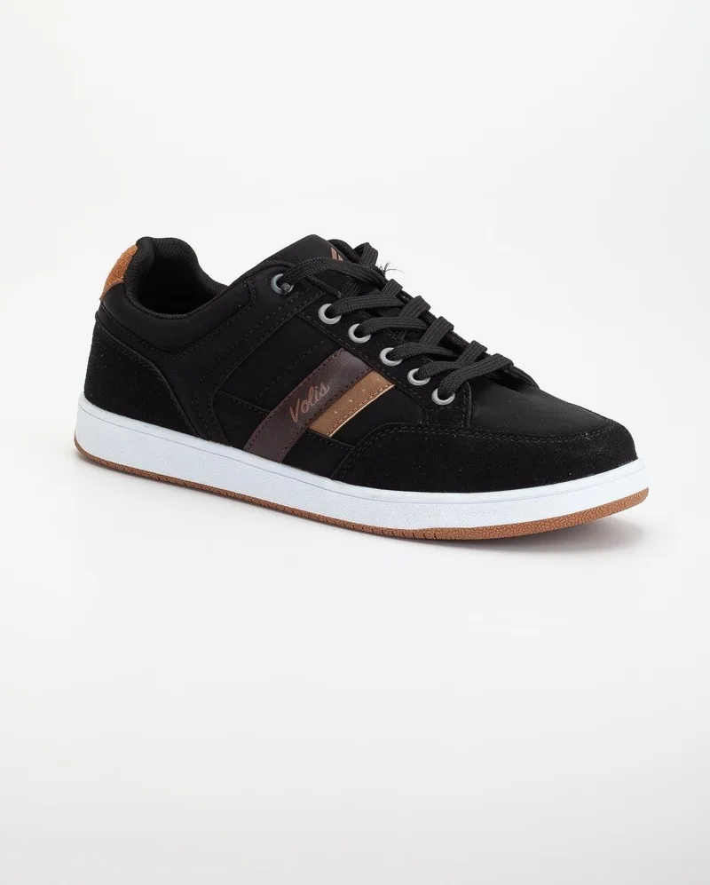 Dilimler Ayakkabı Slices Shoes Men's Sneakers Black Skin Side Stripe Flat Sole