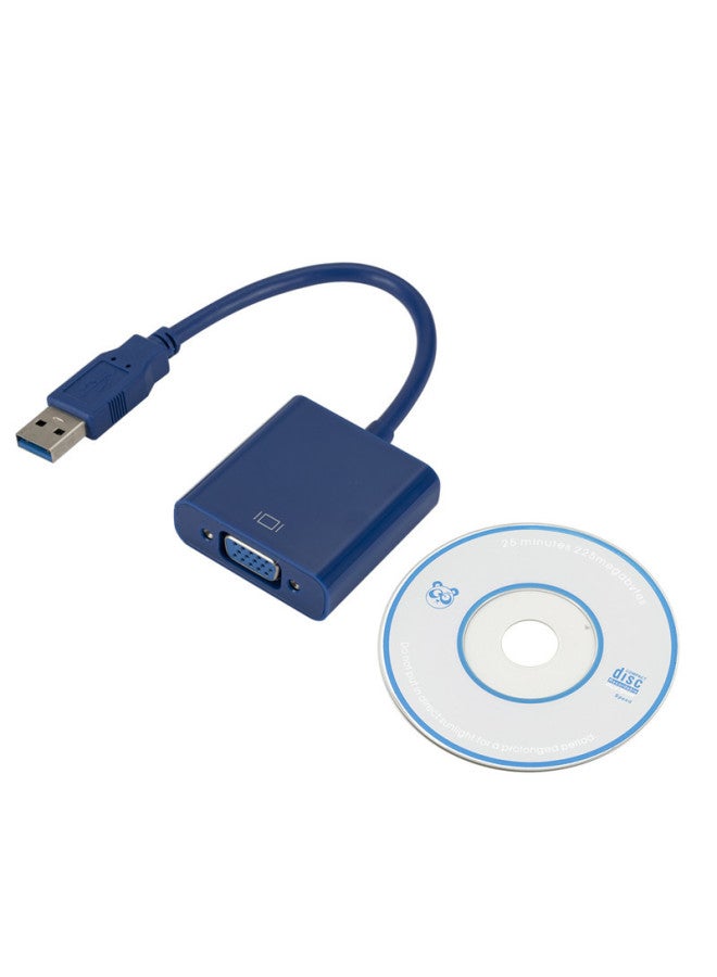 Usb3.0 To Vga Adapter Cable Usb3.0 To Vga External Graphics Card Supports Win7/8/10 High-definition Conversion-Color:Blue - Image 2