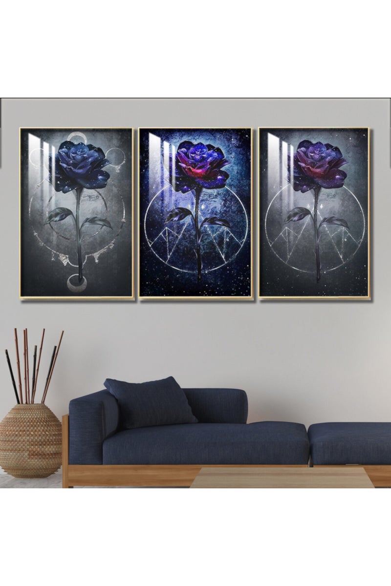 Marktna Three wooden wall painting with a frame and a clear acrylic layer - Image 1