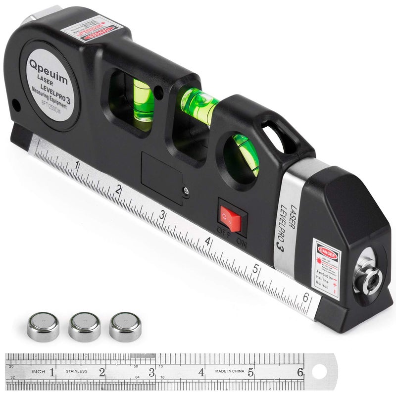 Laser Level Tool Multipurpose Laser Level Kit Standard Cross Line Laser level Laser Line leveler Beam Tool with Metric Rulers by QPEUIM