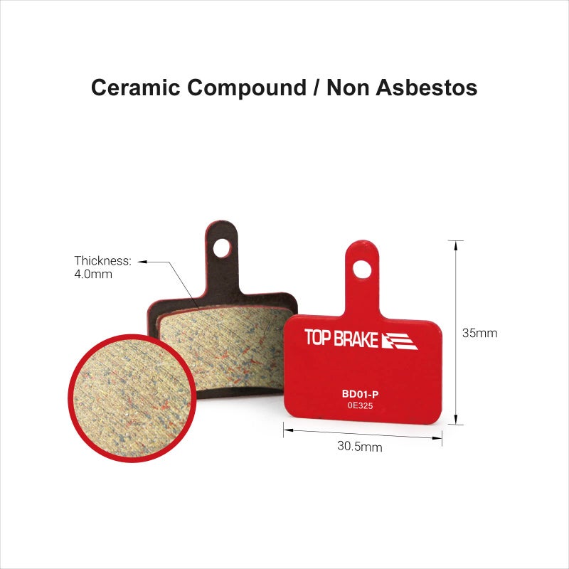 Top Brake وسادات فرامل قرصية للدراجات الهوائية من توب بريك، متوافقة مع شيمانو ديور M515 M525 TRP هايلكس تيكترو أوريون | دراجات جبلية، دراجات داونهيل، دراجات تريل | مركب سيراميك، خيار كاتم للصوت، إصدار عالي الأداء، أحمر - Image 4
