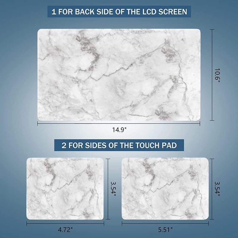 AORTDES 15 15.4 15.6 Inches Laptop Skin Sticker Universal 12.1 13 13.3 14 Inches Netbook Skin Sticker Reusable Notebook PC Personalized Art Protector Decal Cover by (White Marble) - Image 3