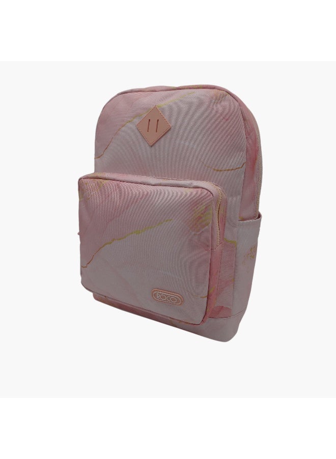 ROCO All-Over Marble Print Backpack with Pencil Pouch - 17 inches - Image 1