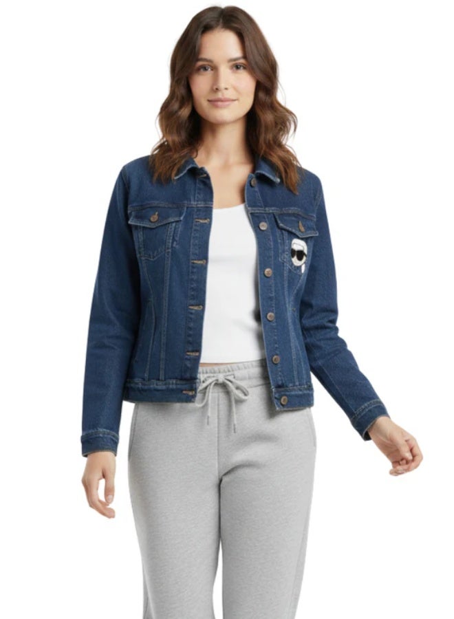 كارل لاغرفيلد جاكيت جينز حريمي |تصميم أزرار وجيوب صدر| دنيم فاخر بقصة أنيقة| |بدبوس شخصية قابل للإزالة| مثالي للإطلالات الكاجوال والستايل العصري - Image 2