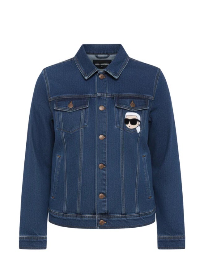 كارل لاغرفيلد جاكيت جينز حريمي |تصميم أزرار وجيوب صدر| دنيم فاخر بقصة أنيقة| |بدبوس شخصية قابل للإزالة| مثالي للإطلالات الكاجوال والستايل العصري - Image 3