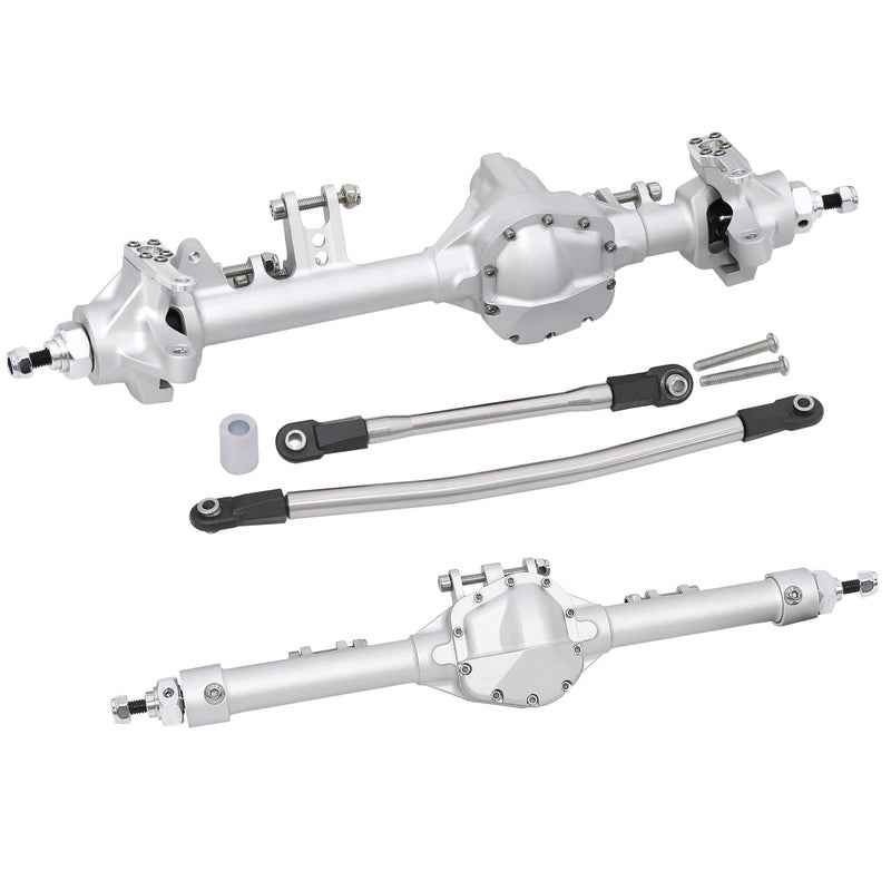 FACCNOY CNC Aluminum Front Rear Straight Axle for 110 RC Crawler Axial SCX10 II Vanquish VS410 Chassis Silver - Image 3