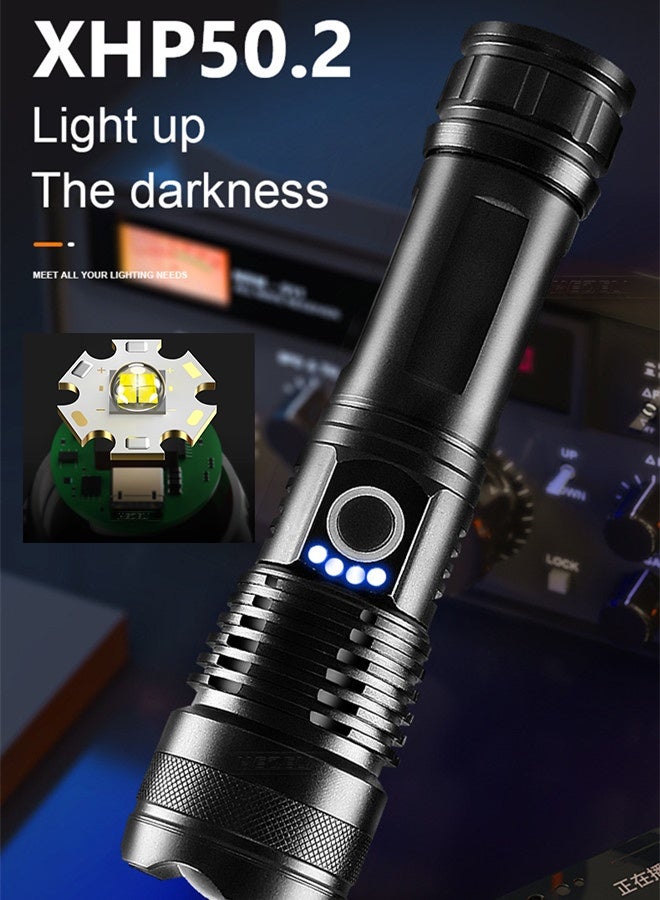 Flashlight Rechargeable LED Flashlights High Lumens,3-in-1 Rechargeable LED Flashlight  Aluminum Body with Large capacity Battery，5 Modes LED Flashlight Adjustable Brightest Flashlight ，Super Bright Tactical Handheld Flashligh powerful, Zoomable, Waterproof, Long Lasting Flashlight for Hiking Camping Gift - Image 3