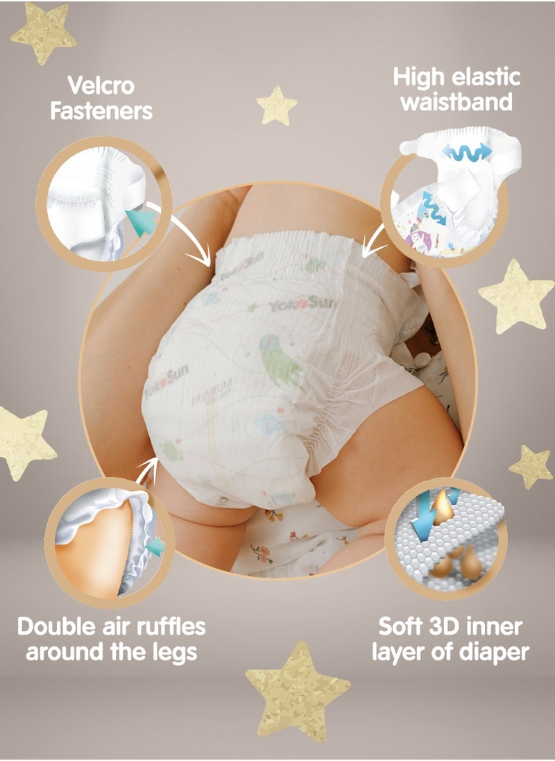YokoSun YokoSun Premium Baby Diapers, Size 2 / S (3-6 kg), 72 pcs – Ultra-Soft, Hypoallergenic Nappies, Japanese Quality for Baby Skin Care, Leakproof with 12-Hour Dryness Protection  - Image 5