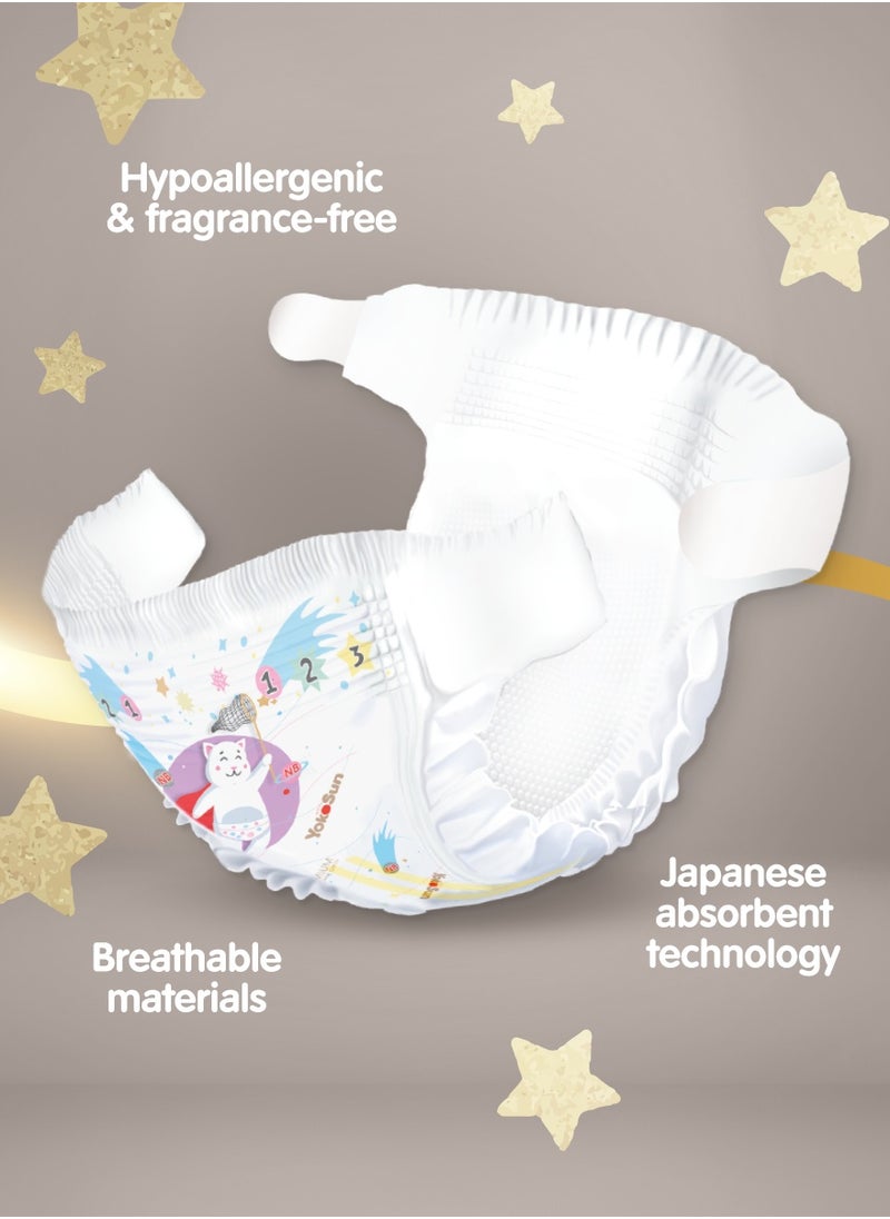YokoSun YokoSun Premium Baby Diapers, Size 2 / S (3-6 kg), 72 pcs – Ultra-Soft, Hypoallergenic Nappies, Japanese Quality for Baby Skin Care, Leakproof with 12-Hour Dryness Protection  - Image 3