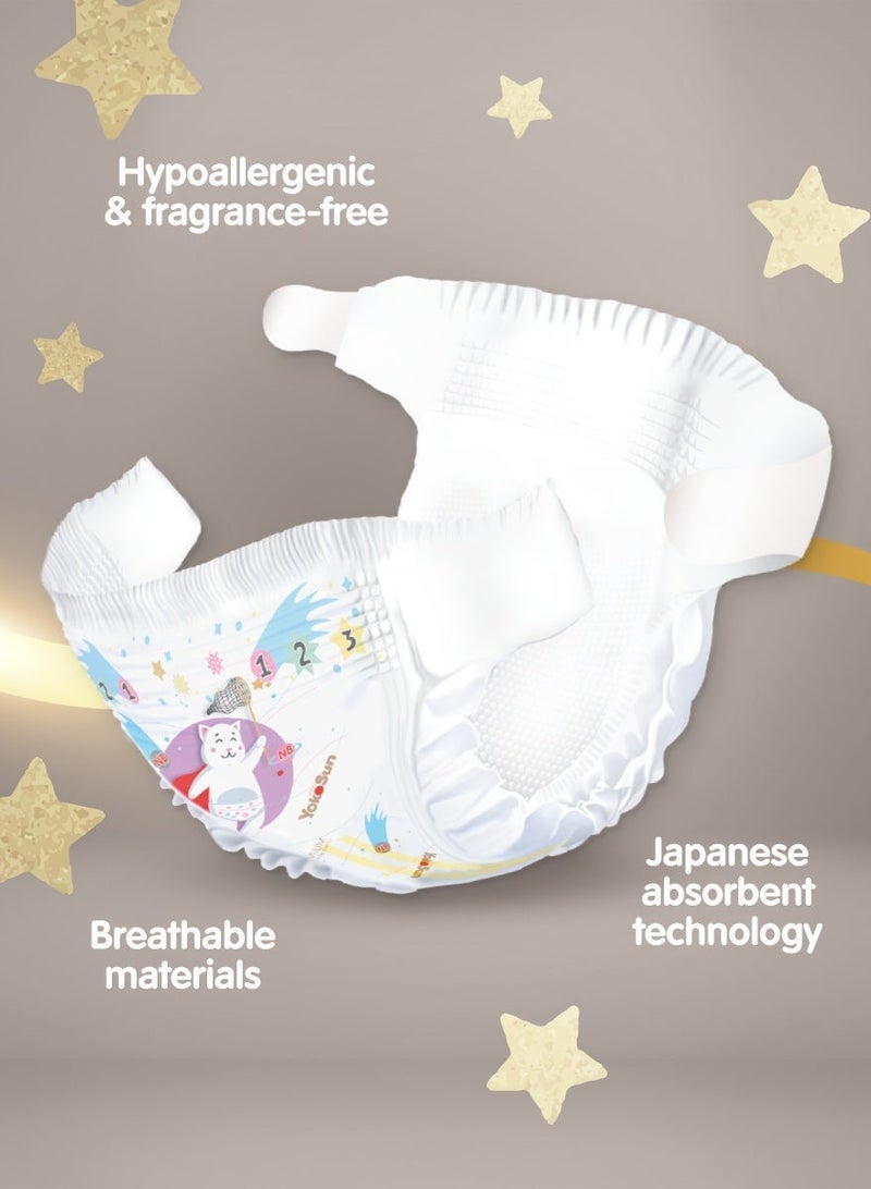 YokoSun Premium Baby Diapers, Size 2 / S (3-6 kg), 72 pcs – Ultra-Soft, Hypoallergenic Nappies, Japanese Quality for Baby Skin Care, Leakproof with 12-Hour Dryness Protection - Image 3