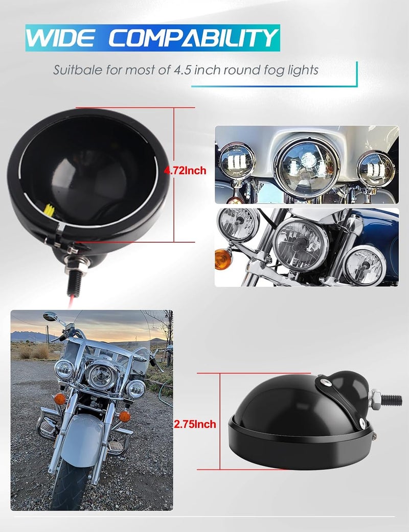 GLOBLED 4.5 Inch LED Fog Light Housing for Harley Davidson - Image 4