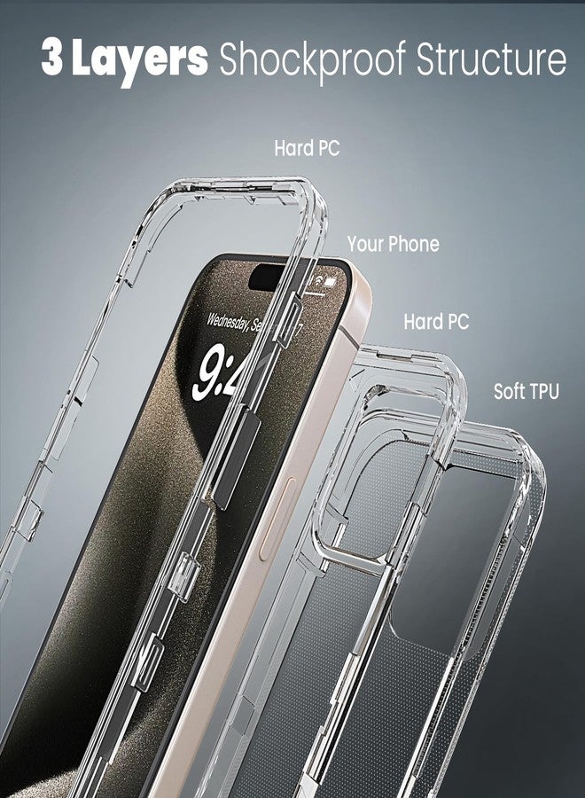 MAXCURY for iPhone 15 Pro Max Clear Case, Full Body Protection Heavy Duty Shock Absorption 3 in 1 Silicone Rubber with Hard PC Phone Case Cover for 15ProMax, No Buit in Screen Protector, No MagSafe - Image 2