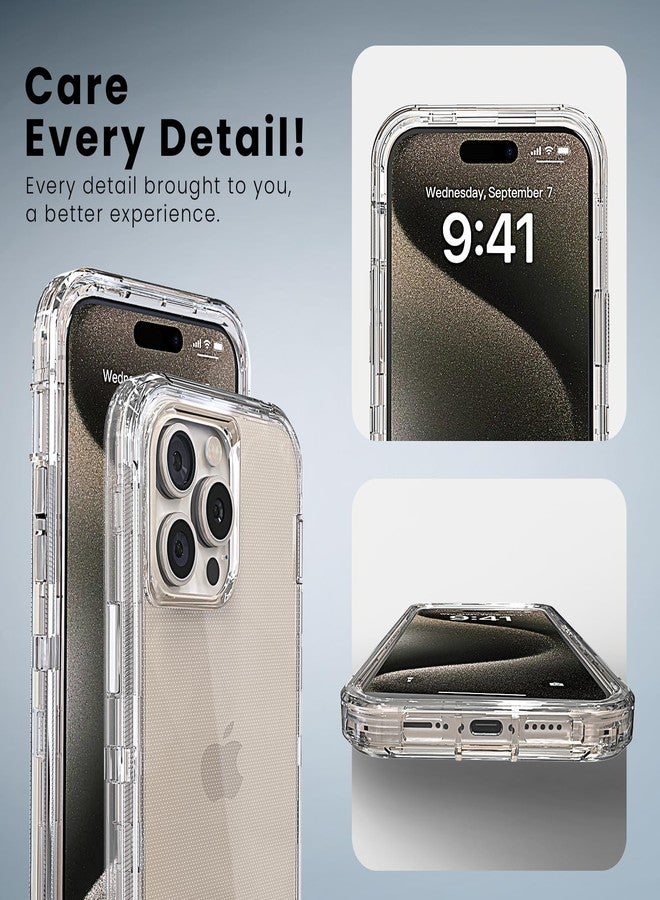 MAXCURY for iPhone 15 Pro Max Clear Case, Full Body Protection Heavy Duty Shock Absorption 3 in 1 Silicone Rubber with Hard PC Phone Case Cover for 15ProMax, No Buit in Screen Protector, No MagSafe - Image 4