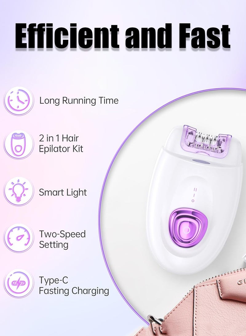هيروكس آلة إزالة الشعر للسيدات، ماكينة إزالة الشعر القابلة لإعادة الشحن، سرعتان، ماكينة إزالة شعر الجسم، ماكينة حلاقة كهربائية للنساء - Image 2