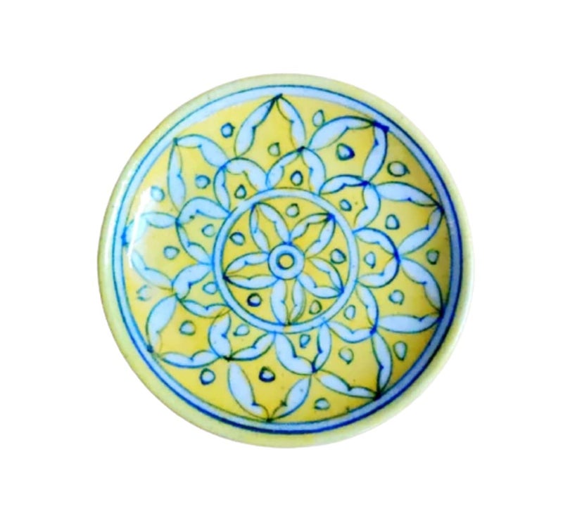 Craft Park Jaipur Blue Pottery Decorative Wall Hanging Handmade Plate 12 cm x 12 cm x 3 cmPLATECFP34 - Image 1