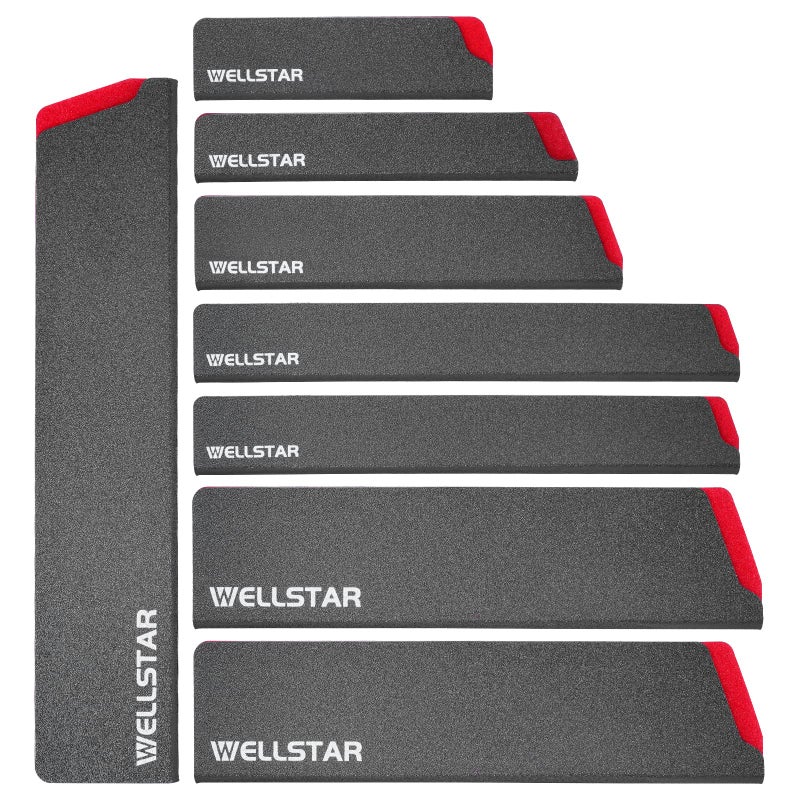 WELLSTAR Knife Edge Guards Set 8 Piece Universal Blade Covers BPA Free ABS Protective Blade Sheaths NonScratch Felt Lining Kitchen Knives Covers Knives not included