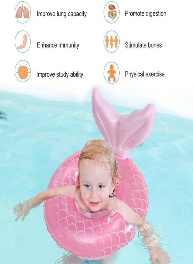 TULAY Inflatable Mermaid Tail Pool Float, Pink, Swimming Ring with Handles, Fish Scale Pattern, Swimming Tube for Kids - Image 2