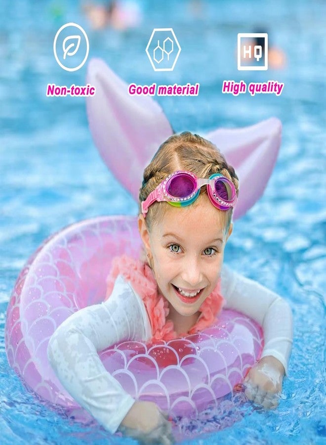 TULAY Inflatable Mermaid Tail Pool Float, Pink, Swimming Ring with Handles, Fish Scale Pattern, Swimming Tube for Kids - Image 3