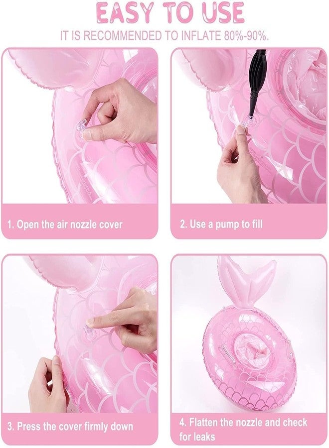 TULAY Inflatable Mermaid Tail Pool Float, Pink, Swimming Ring with Handles, Fish Scale Pattern, Swimming Tube for Kids - Image 4
