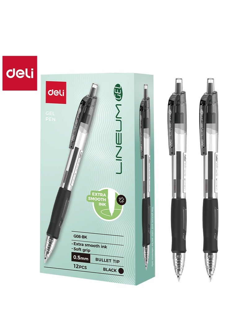 Deli EG08-BK Gel Pen 0.5mm Black 鈥?Ultra Smooth Ink Flow, Ergonomic Grip Design for Comfortable Writing - Image 1