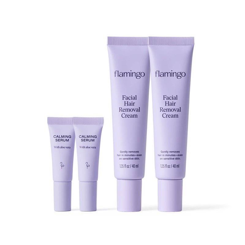 Flamingo Women's Facial Hair Removal Cream with Calming Serum - (2 Pack) 1.35 fl oz - Removes Hair from Chin, Upper Lip, and Sideburns - Image 1