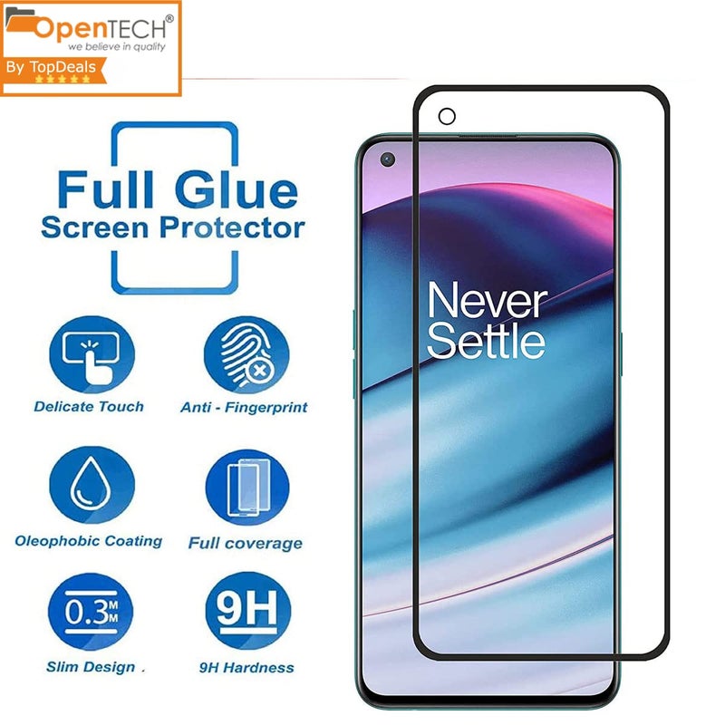 OpenTech حماية شاشة زجاجية مقواة متوافقة مع Oneplus Nord 2T 5G مع تغطية من الحافة إلى الحافة ومجموعة تركيب سهلة للهواتف الذكية - Image 3