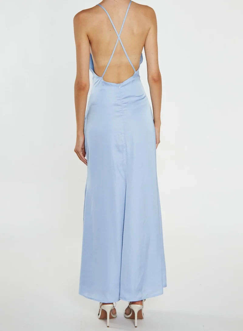ترو ديكادينس Gigi Cornflower Blue Side-Split Halterneck Maxi-Dress