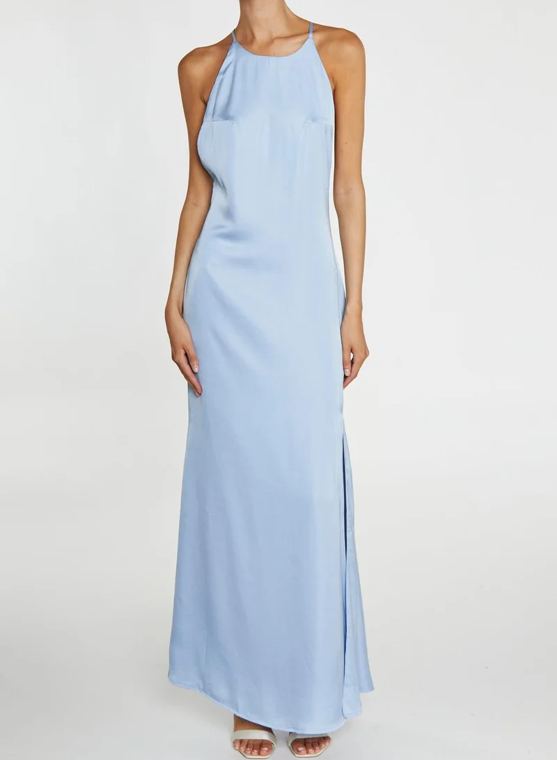 ترو ديكادينس Gigi Cornflower Blue Side-Split Halterneck Maxi-Dress