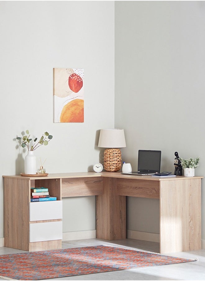 Home Box - Alford Patara Corner Study Desk With 2 Drawers 150 x 75 x 150 cm - Image 1