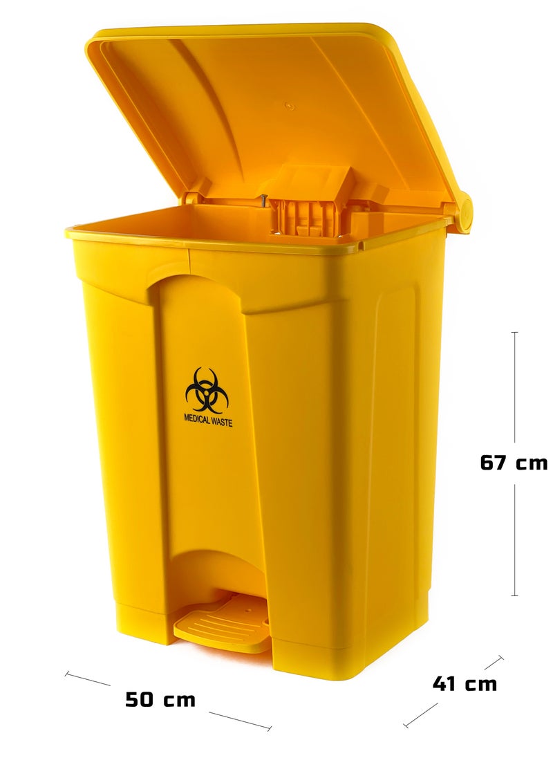 Generic Step Trash Bin | Plastic Matte Finish | Functional Waste & Garbage Waste Bin | Suitable For Homes, Villas, Large Areas & Communal Spaces | Yellow | 68 Liters  - Image 3