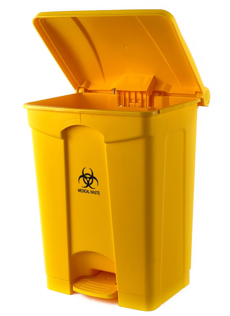 Generic Step Trash Bin | Plastic Matte Finish | Functional Waste & Garbage Waste Bin | Suitable For Homes, Villas, Large Areas & Communal Spaces | Yellow | 68 Liters  - Image 2