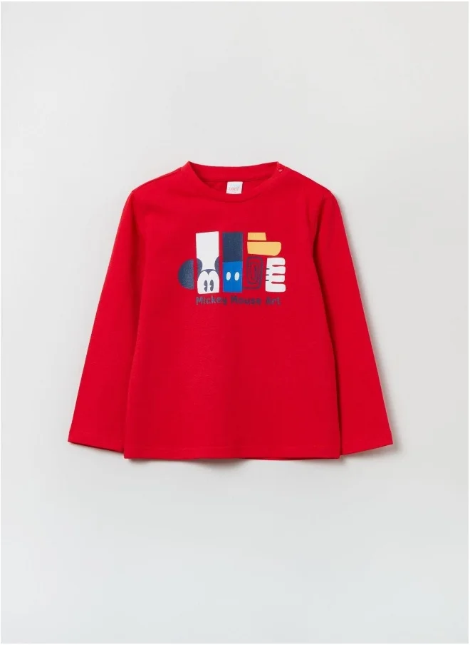 Ovs Ovs Disney T-Shirt With Mickey Mouse Print And Long Sleeves