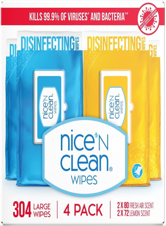 Nice 'N Clean Disinfecting Surface Wipes 304ct | Cleans & Disinfects Home & Kitchen Surfaces | Fresh & Lemon Scent - Image 1