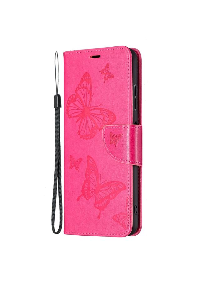 إيروريكس جراب لهاتف Samsung Galaxy A22 5G من الجلد الصناعي بتصميم فراشتين منقوشين مع حامل وفتحة للبطاقات ومحفظة وحبل تعليق - Image 2