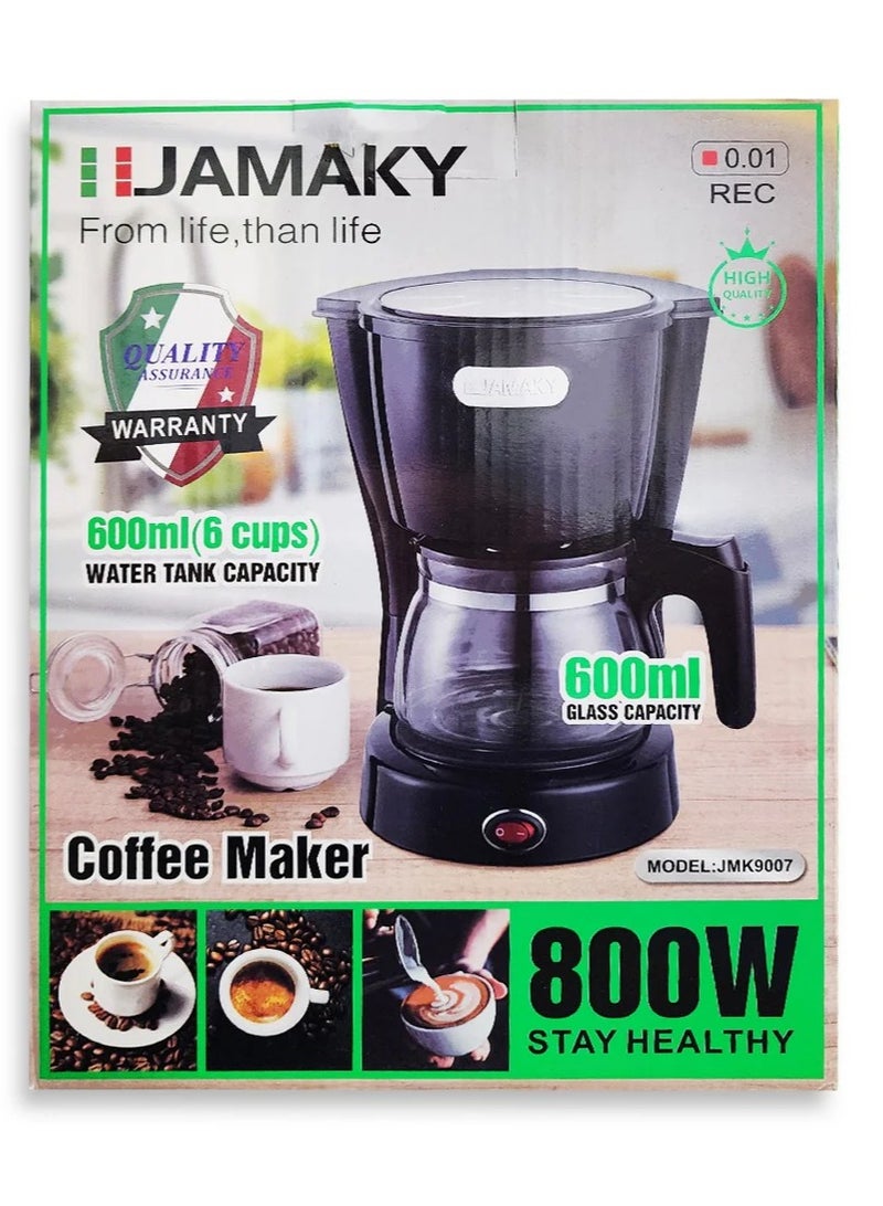 جامايكا ماكينة صنع القهوة مع خزان ماء 600 مل 800 وات -JMK9007 لون أسود بتكنولوجيا إيطالية - Image 2