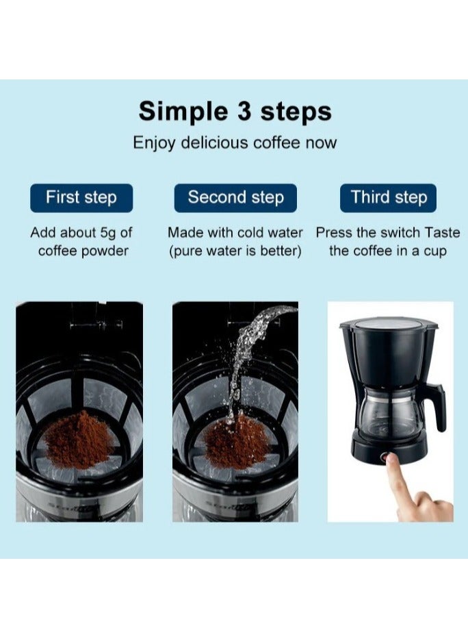 جامايكا ماكينة صنع القهوة مع خزان ماء 600 مل 800 وات -JMK9007 لون أسود بتكنولوجيا إيطالية - Image 4