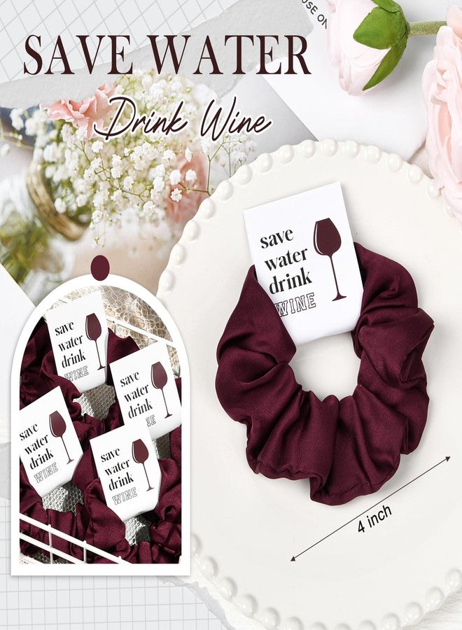 CEELGON Burgundy Bachelorette Party Favors Set of 8 Themed Bridesmaid Proposal Gifts Satin Scrunchies Hair Ties Bridal Shower Wedding Favors for Women - Image 2