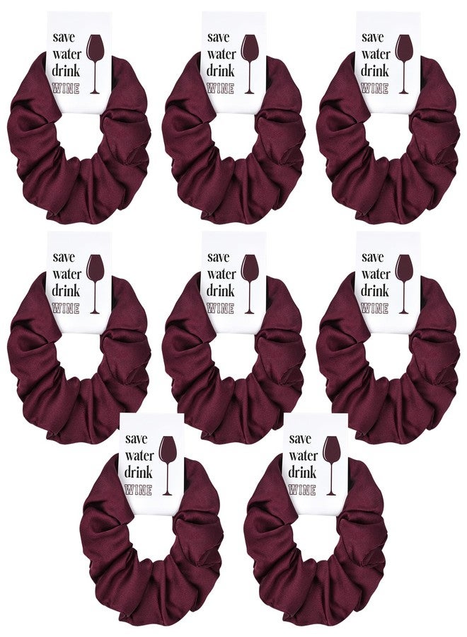 CEELGON Burgundy Bachelorette Party Favors Set of 8 Themed Bridesmaid Proposal Gifts Satin Scrunchies Hair Ties Bridal Shower Wedding Favors for Women - Image 1