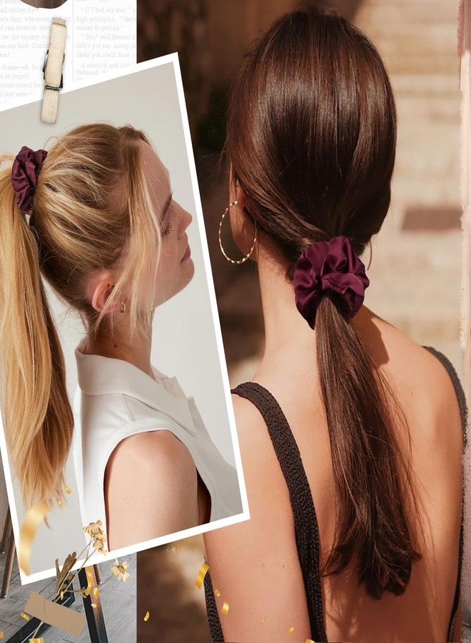 CEELGON Burgundy Bachelorette Party Favors Set of 8 Themed Bridesmaid Proposal Gifts Satin Scrunchies Hair Ties Bridal Shower Wedding Favors for Women - Image 5