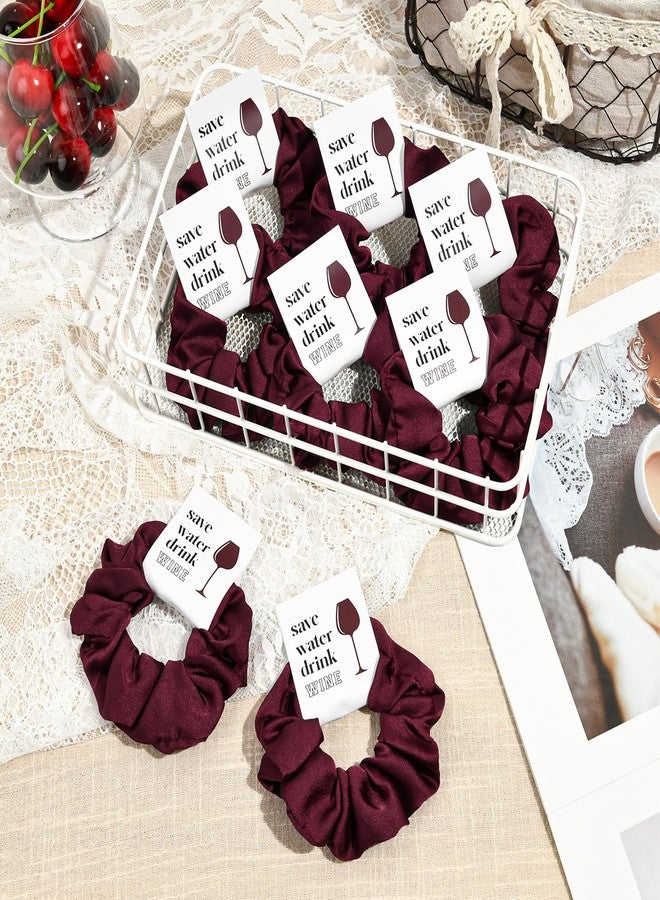 CEELGON Burgundy Bachelorette Party Favors Set of 8 Themed Bridesmaid Proposal Gifts Satin Scrunchies Hair Ties Bridal Shower Wedding Favors for Women - Image 4