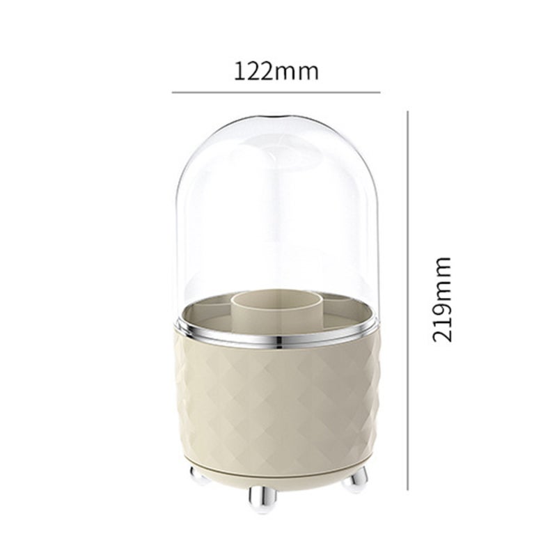 Makeup Brush Holder 360° Rotating Makeup Organizer for Bathroom Vanity Desktop, 6-Compartment Makeup Brushes Cup with Lid - Image 3